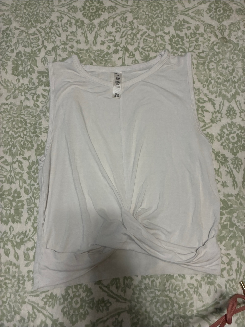ALO Yoga White Twist-Front Tank Top